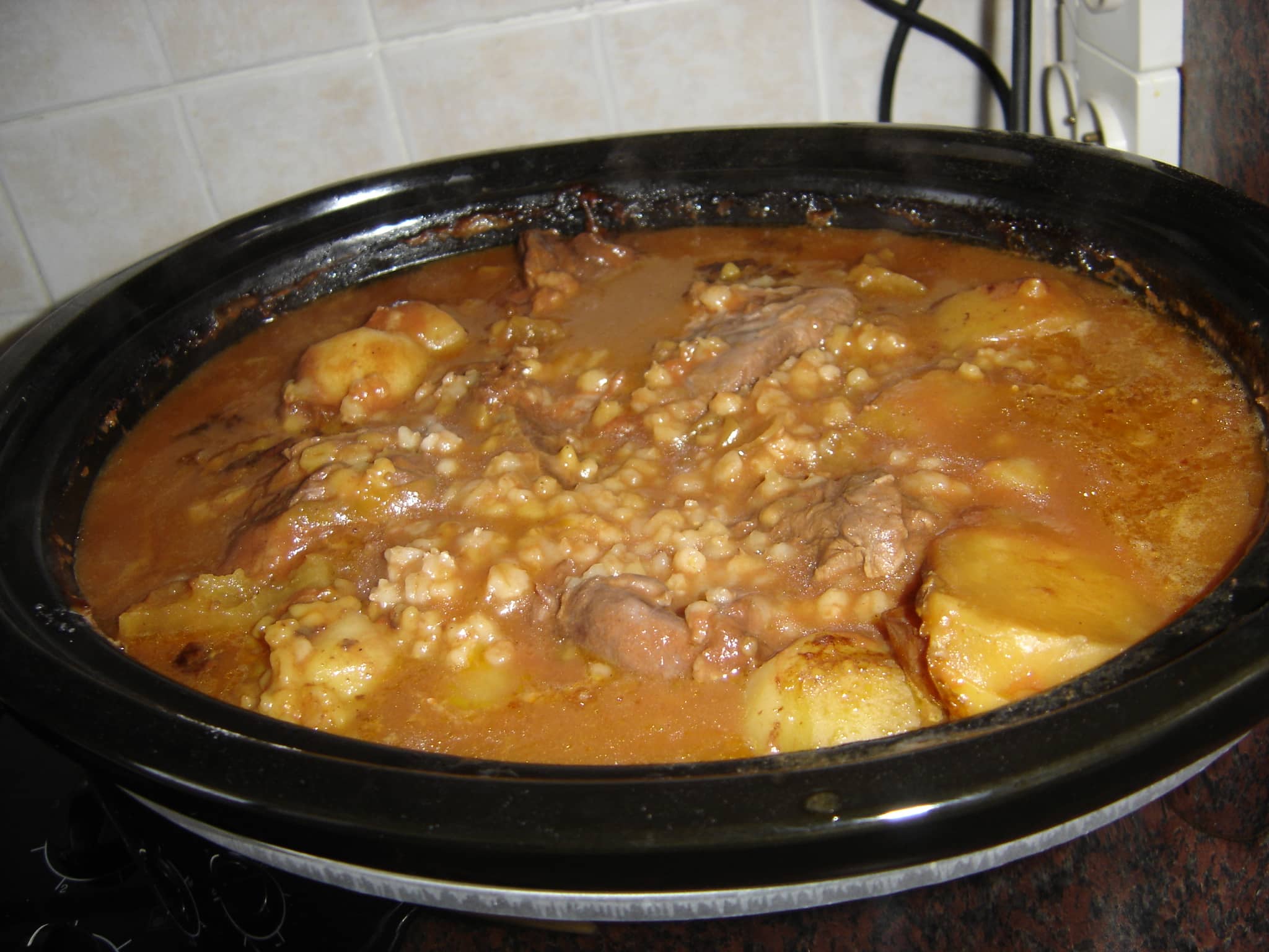 Tchoulent en fin de cuisson